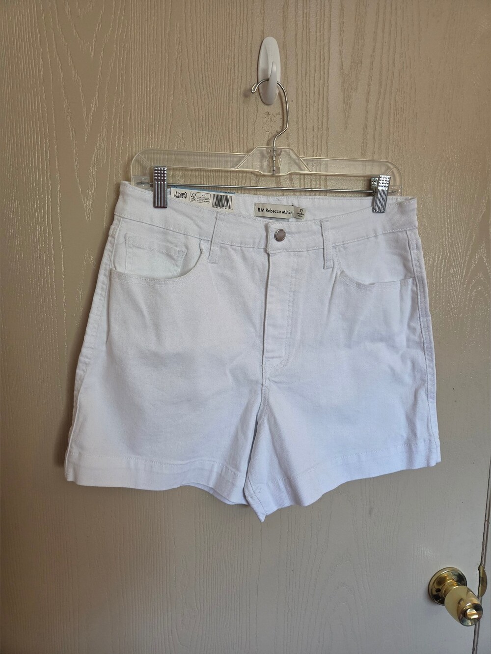 Rebecca Minkoff White Denim Midi Shorts NWT Womens Size 10